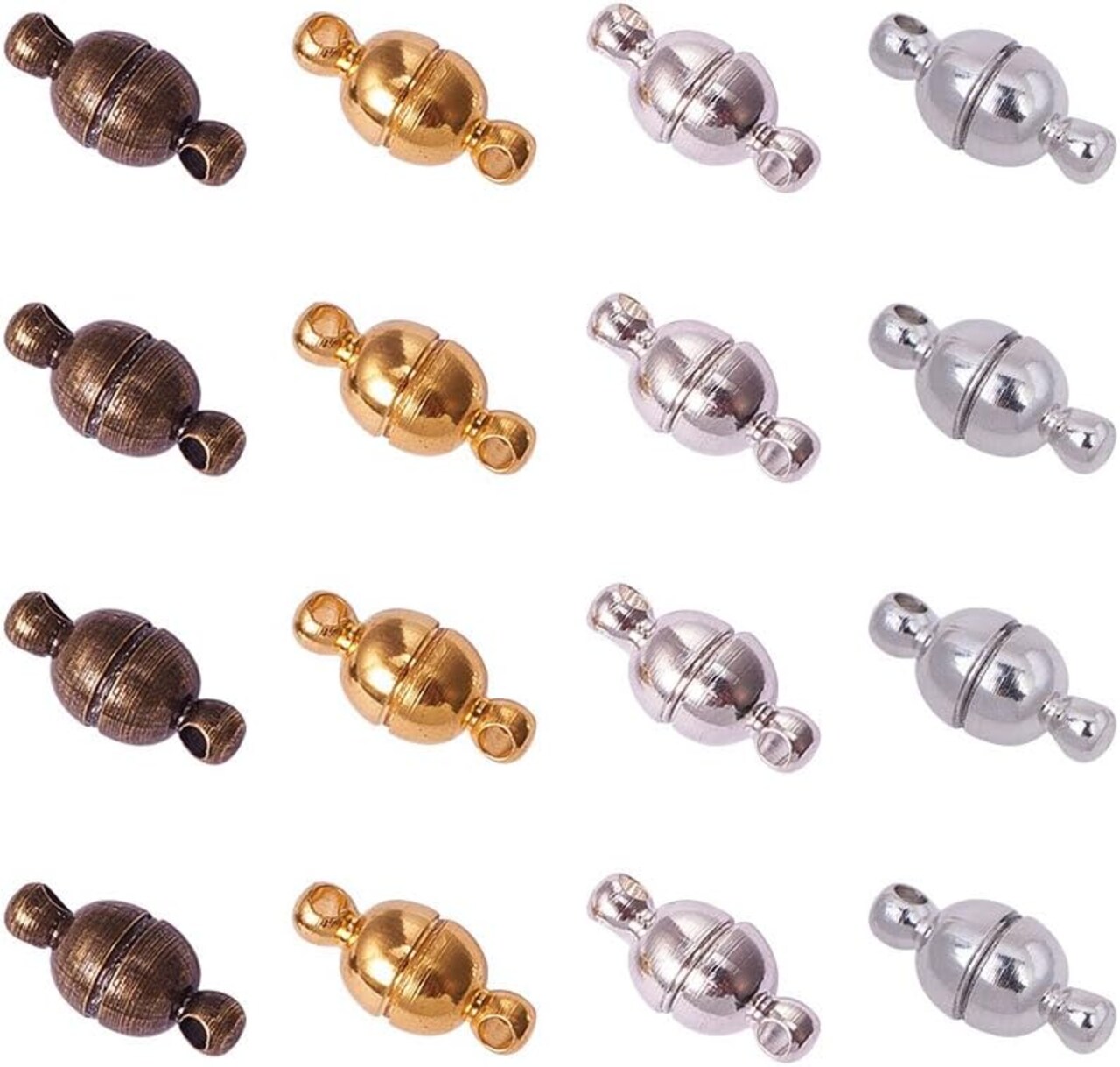 100 Sets Brass Magnetic Clasps Mixed Color Round Magnet Converter Jewelry Clasps Buckle Ball for Bracelet Necklace Jewelry DIY Making